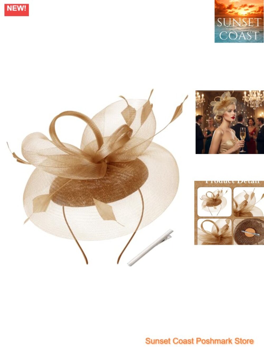 Fascinator with Pillbox Hat & Veil Mesh for Women Tea Party